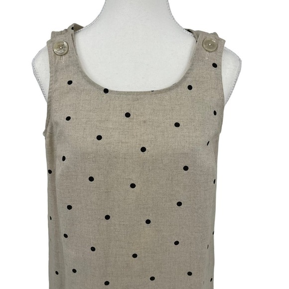 Vintage 90’s Requirements Maxi Dress Linen Blend Polka Dot Small - Picture 3 of 10